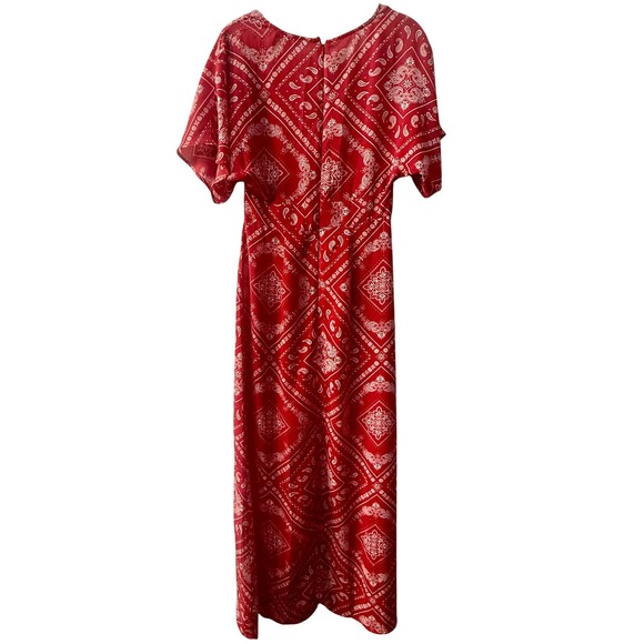 Forever 21 Womens Western Bandana Print Midi Dress Red Size S Boho Festival - Picture 5 of 10
